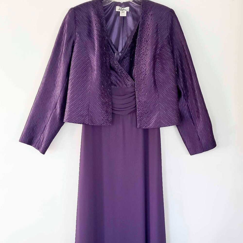 Purple Beaded Evening Gown by Patra Size 10
